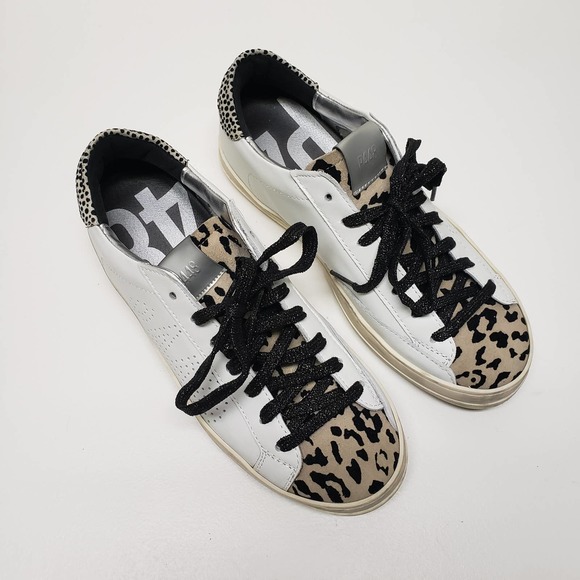 P448 Shoes - P448 Leopard Tongue S20 John White Italian Leather Sneaker Size 40/9.5-10